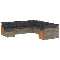 Set Divani da Giardino 11 pz con Cuscini in Polyrattan Grigio 3260653