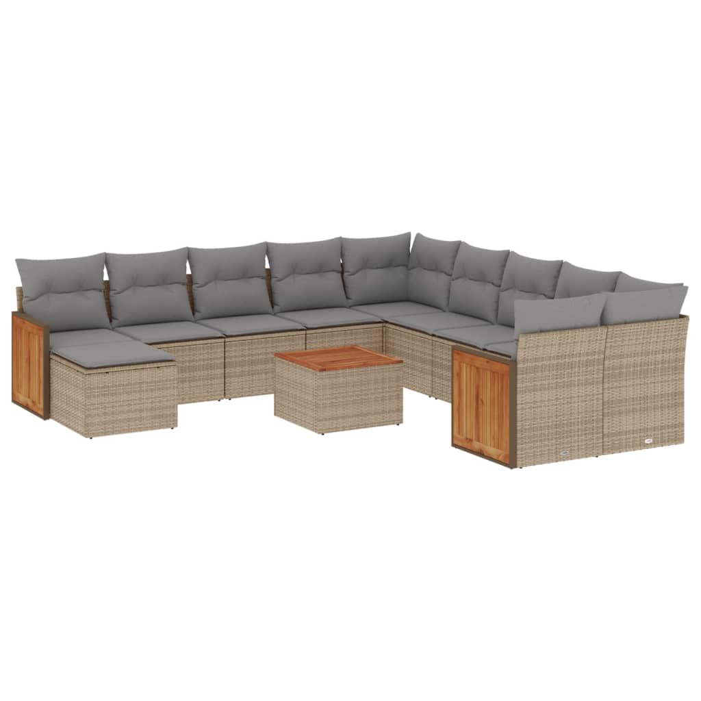 Set Divani da Giardino 12 pz con Cuscini Beige in Polyrattancod mxl 88146