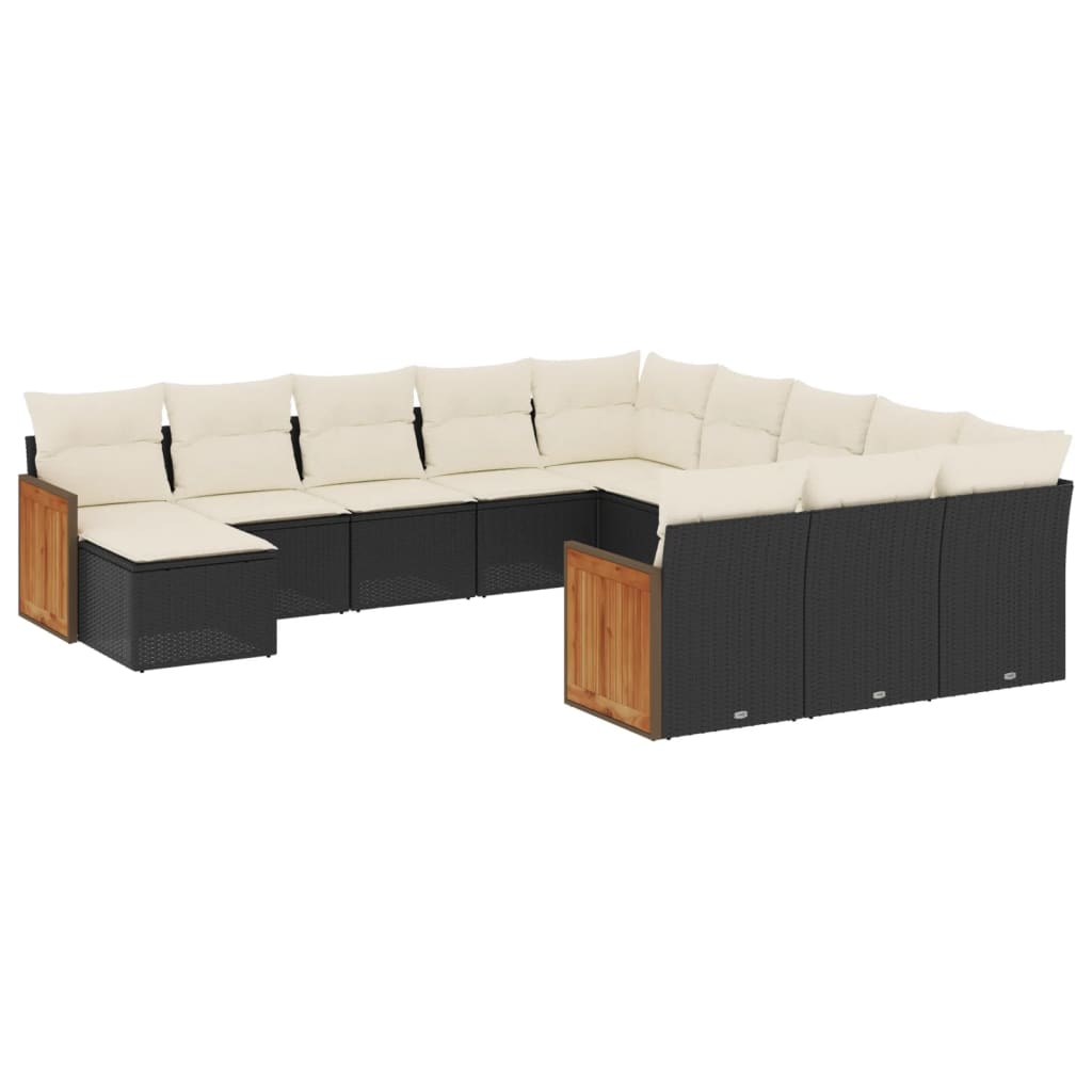 Set Divani da Giardino 12 pz con Cuscini Nero in Polyrattan 3260663