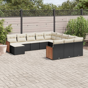 Set Divani da Giardino 12 pz con Cuscini Nero in Polyrattan 3260663