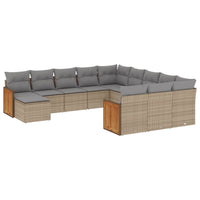 Set Divani da Giardino 12 pz con Cuscini Beige in Polyrattan 3260666