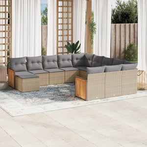 Set Divani da Giardino 12 pz con Cuscini Beige in Polyrattan 3260666