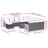 Set Divani da Giardino 13pz con Cuscini Nero in Polyrattan 3260669