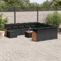 Set Divani da Giardino 13pz con Cuscini Nero in Polyrattan 3260669