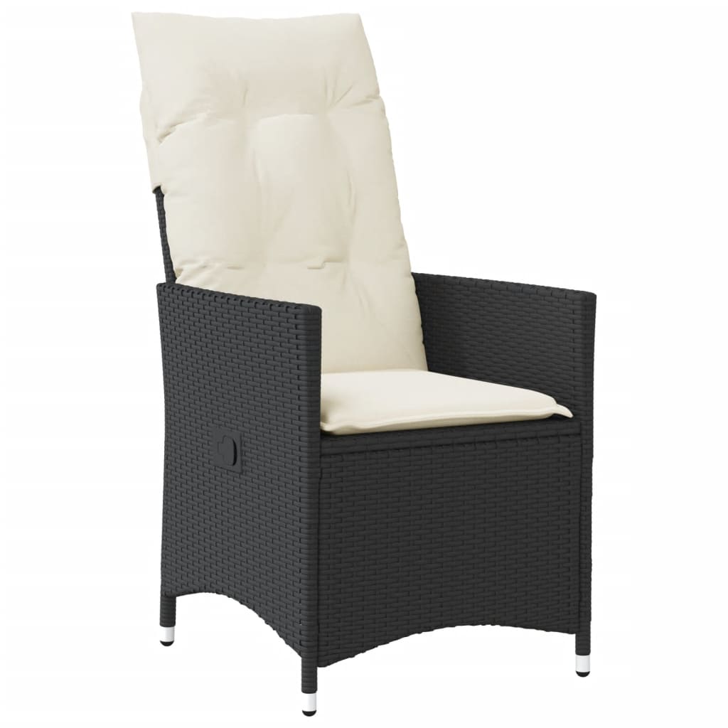 Set da Pranzo da Giardino 5 pz Nero con Cuscini in Polyrattan 3276680