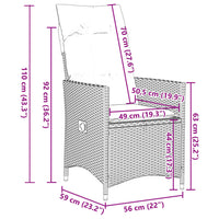 Set da Pranzo da Giardino 5 pz Nero con Cuscini in Polyrattan 3276680