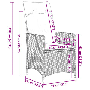 Set da Pranzo da Giardino 5 pz Nero con Cuscini in Polyrattan 3276680