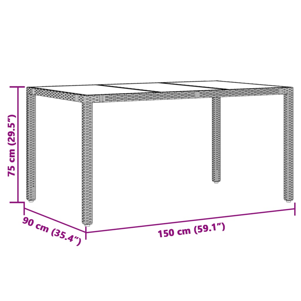 Set da Pranzo da Giardino 5 pz Nero con Cuscini in Polyrattan 3276694