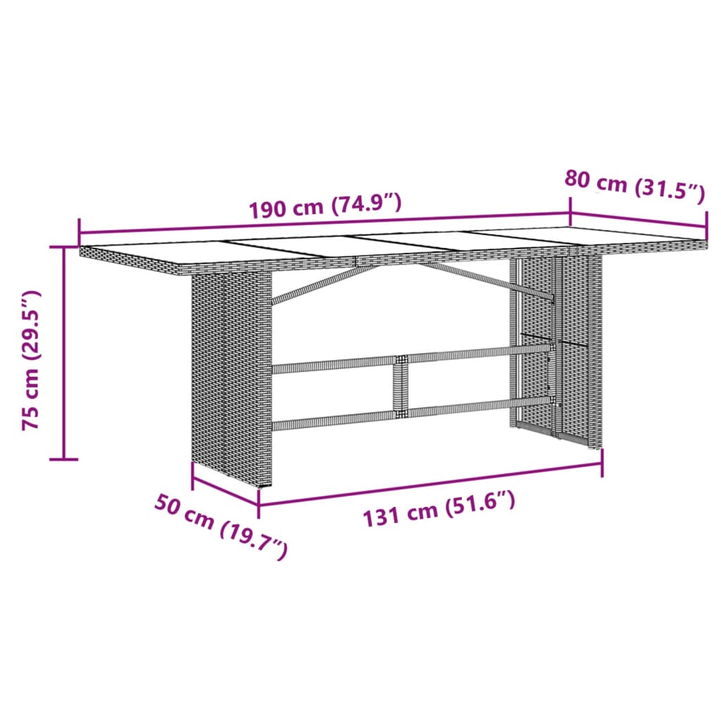 Set da Pranzo da Giardino 7 pz Nero con Cuscini in Polyrattan 3276700