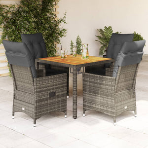 Set da Pranzo da Giardino 5 pz con Cuscini in Polyrattan Grigio 3276724