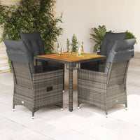 Set da Pranzo da Giardino 5 pz con Cuscini in Polyrattan Grigio 3276725