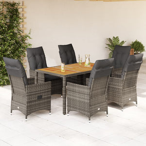 Set da Pranzo da Giardino 7 pz con Cuscini in Polyrattan Grigio 3276727