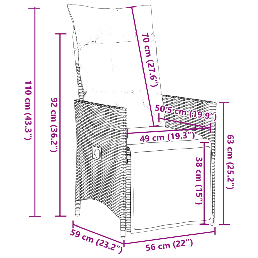 Set da Pranzo da Giardino 9 pz con Cuscini in Polyrattan Grigio 3276731