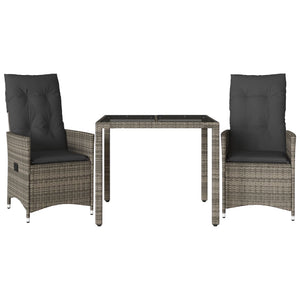 Set da Bistrò 3 pz con Cuscini Grigio in Polyrattan 3276735