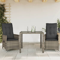 Set da Bistrò 3 pz con Cuscini Grigio in Polyrattan 3276735