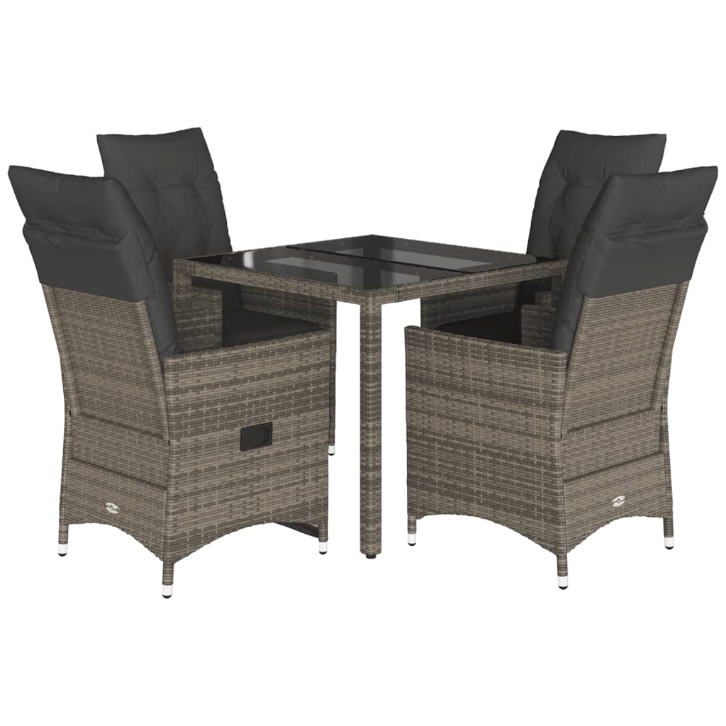 Set da Pranzo da Giardino 5 pz con Cuscini in Polyrattan Grigio 3276737