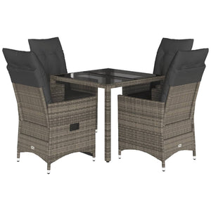 Set da Pranzo da Giardino 5 pz con Cuscini in Polyrattan Grigio 3276737