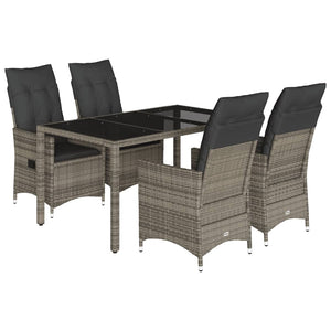 Set da Pranzo da Giardino 5 pz con Cuscini in Polyrattan Grigio 3276738