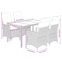 Set da Pranzo da Giardino 5 pz con Cuscini in Polyrattan Grigio 3276738