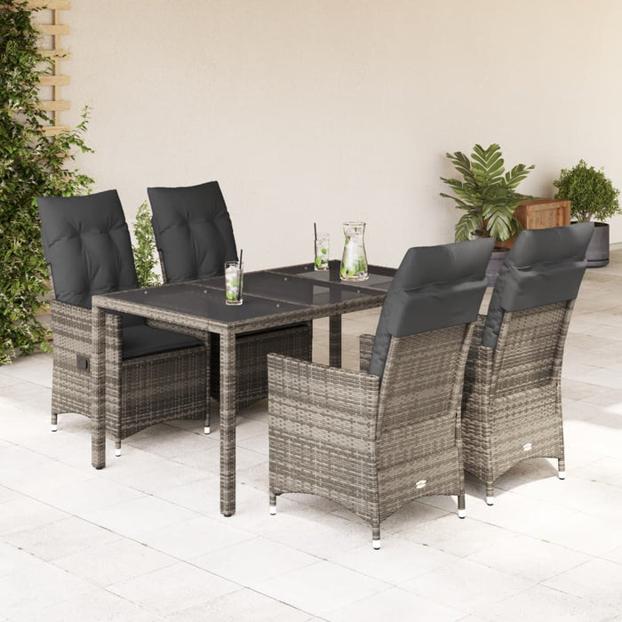 Set da Pranzo da Giardino 5 pz con Cuscini in Polyrattan Grigio 3276738