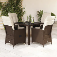 Set da Pranzo da Giardino 5pz con Cuscini in Polyrattan Marrone 3276769