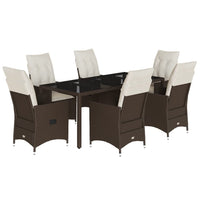 Set da Pranzo da Giardino 7pz con Cuscini in Polyrattan Marrone 3276773