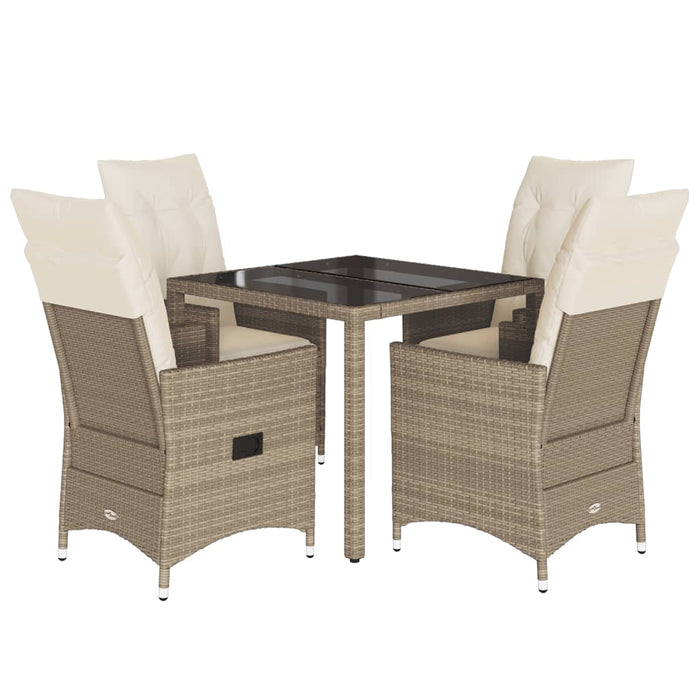 Set da Pranzo da Giardino 5 pz con Cuscini Beige in Polyrattan 3276800