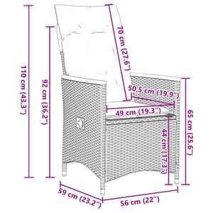 Set da Pranzo da Giardino 7 pz Nero con Cuscini in Polyrattan 3276835