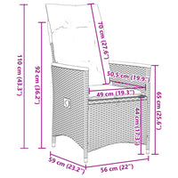 Set da Pranzo da Giardino 7 pz Nero con Cuscini in Polyrattan 3276836