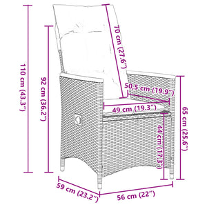 Set da Pranzo da Giardino 7 pz Nero con Cuscini in Polyrattan 3276836