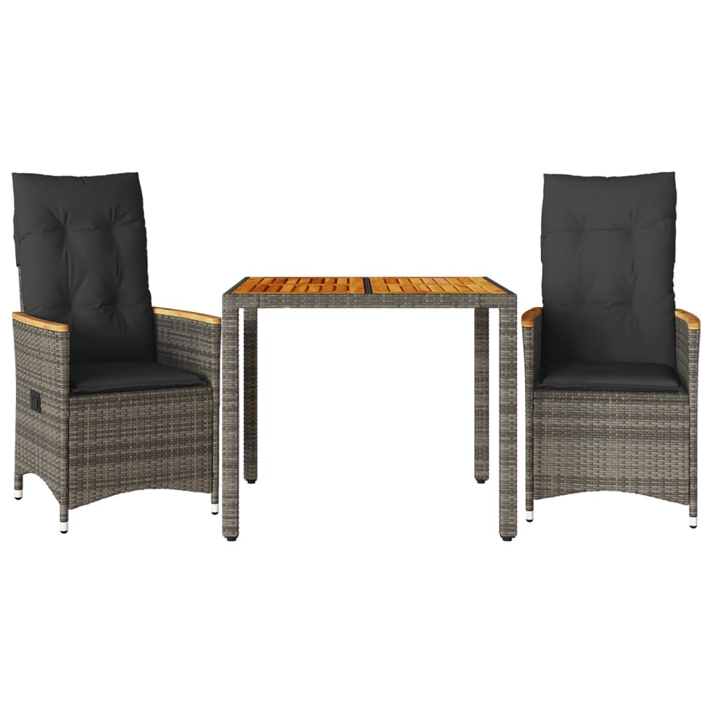 Set da Bistrò 3 pz con Cuscini Grigio in Polyrattan 3276843