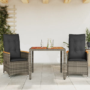 Set da Bistrò 3 pz con Cuscini Grigio in Polyrattan 3276843