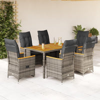 Set da Pranzo da Giardino 7 pz con Cuscini in Polyrattan Grigio 3276848