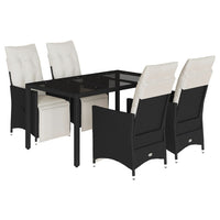 Set da Pranzo da Giardino 5 pz Nero con Cuscini in Polyrattan 3276865