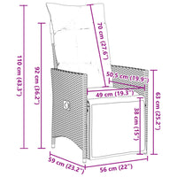 Set da Pranzo da Giardino 5 pz Nero con Cuscini in Polyrattan 3276865