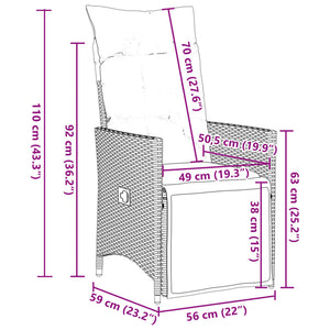 Set da Pranzo da Giardino 9 pz con Cuscini Nero in Polyrattan 3276870