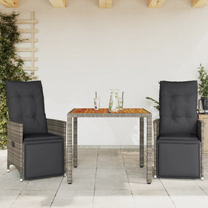 Set Bistrò da Giardino 3 pz con Cuscini in Polyrattan Grigio 3276885