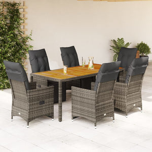 Set Bistrò da Giardino 7 pz con Cuscini in Polyrattan Grigio 3276889