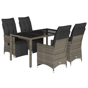 Set Bistrò da Giardino 5 pz con Cuscini in Polyrattan Grigio 3276895