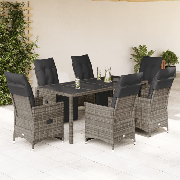 Set Bistrò da Giardino 7 pz con Cuscini in Polyrattan Grigio 3276897