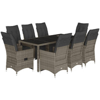 Set Bistrò da Giardino 9 pz con Cuscini in Polyrattan Grigio 3276898