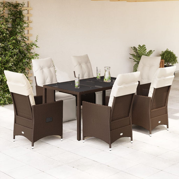 Set Bistrò da Giardino 7 pz con Cuscini in Polyrattan Marrone 3276918