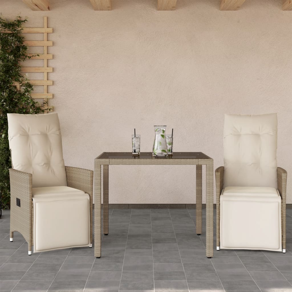 Set da Bistrò da Giardino 3 pz con Cuscini Beige in Polyrattan 3276937