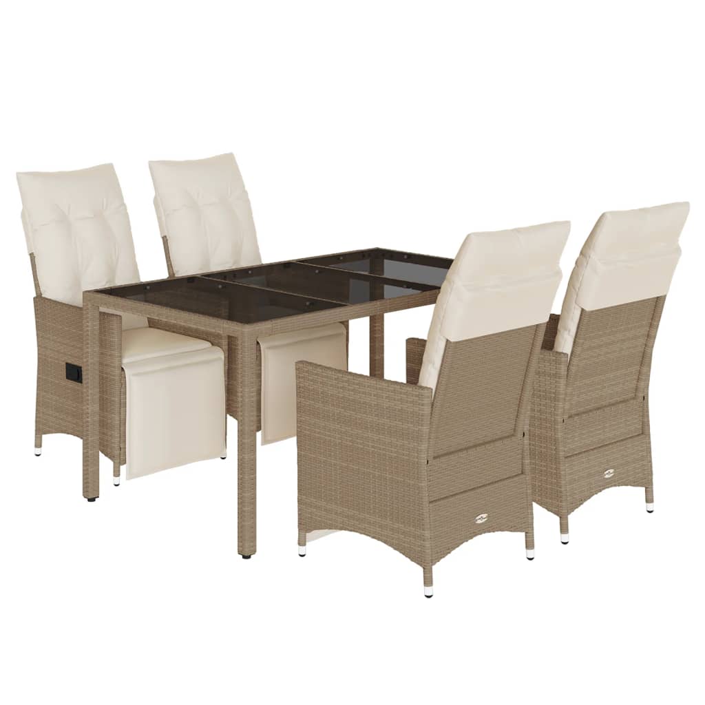 Set da Bistrò da Giardino 5 pz con Cuscini Beige in Polyrattan 3276939