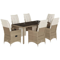 Set da Bistrò da Giardino 7 pz con Cuscini Beige in Polyrattan 3276941