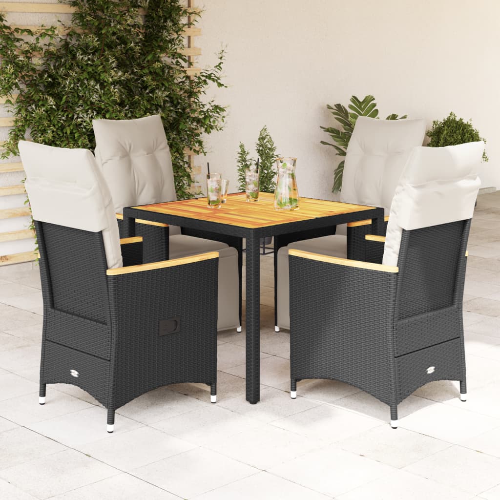 Set Bistrò da Giardino 5 pz con Cuscini in Polyrattan Nero 3276960