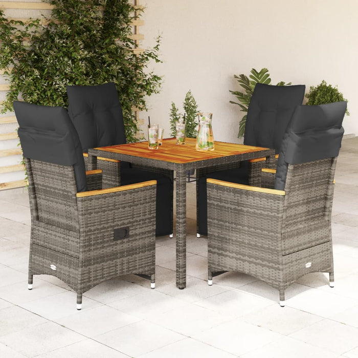 Set Bistrò da Giardino 5 pz con Cuscini in Polyrattan Grigio 3276968