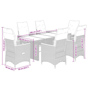 Set Bistrò da Giardino 7 pz con Cuscini in Polyrattan Grigio 3276973