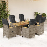 Set Bistrò da Giardino 7 pz con Cuscini in Polyrattan Grigio 3276973