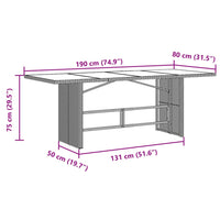 Set da Bistrò da Giardino 7 pz con Cuscini Nero in Polyrattan 3276996